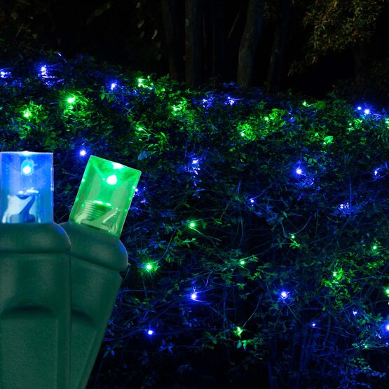 5mm LED Net Lights, Blue, Green Wire - Yard Envy