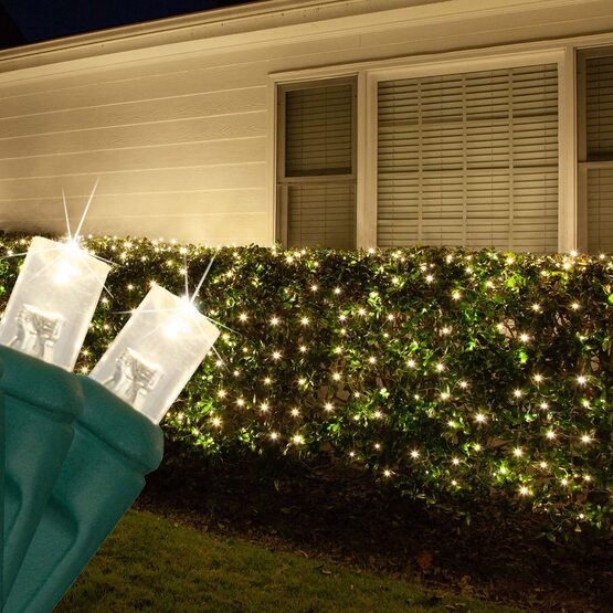 4' x 6' 5mm LED Net Lights, Warm White Twinkle, Green Wire