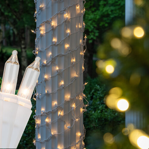 Column Wrap Lights, 6" x 15', Clear, White Wire