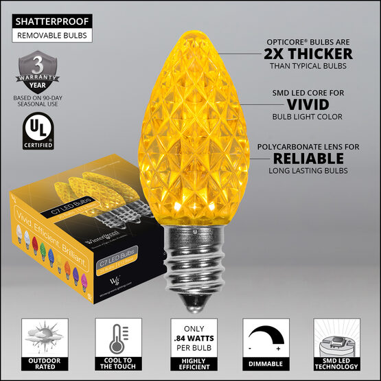 C7 OptiCore<sup>&reg</sup> LED Light Bulbs, Gold