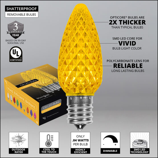 C9 OptiCore LED Light Bulbs, Gold