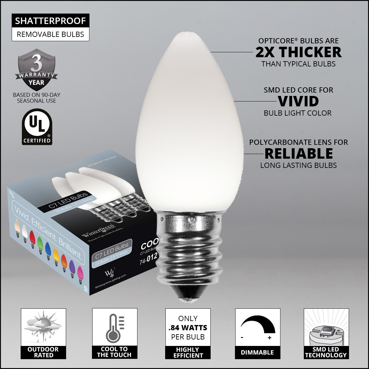 c7 led bulbs cool white