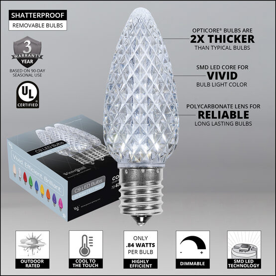 C9 OptiCore LED Light Bulbs, Cool White
