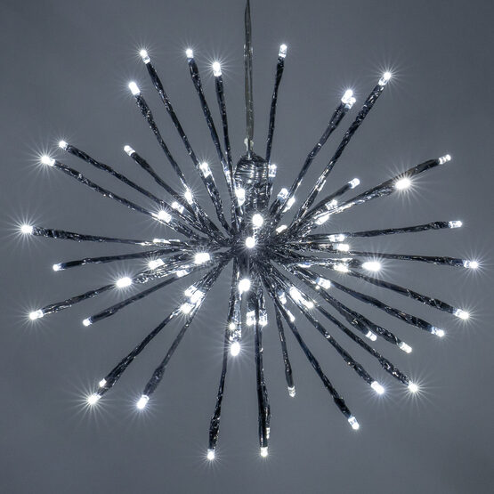 12" Silver Starburst LED Lighted Branches, Cool White Twinkle Lights, 1 pc