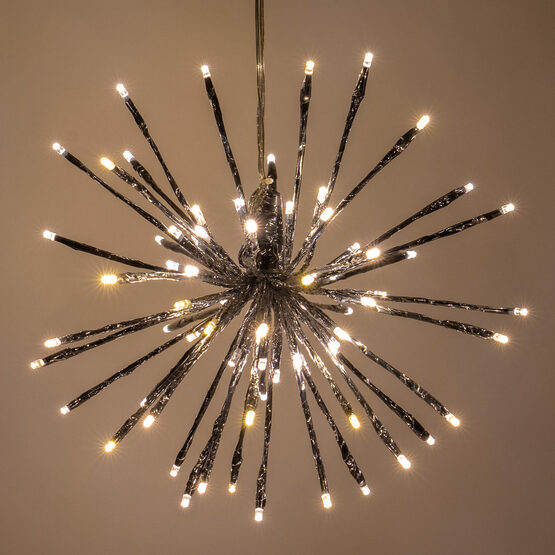 12" Silver Starburst LED Lighted Branches, Warm White Twinkle Lights, 1 pc