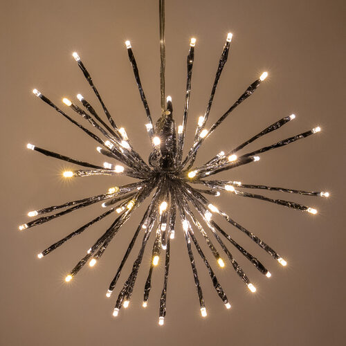 12" Silver Starburst LED Lighted Branches, Warm White Twinkle Lights, 1 pc