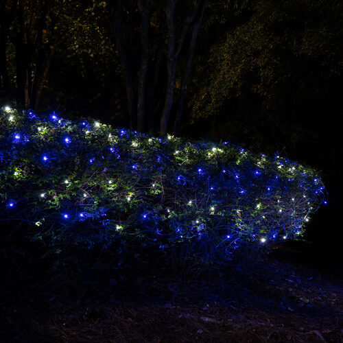5mm SoftTwinkle LED Net Lights, Blue, Cool White, Green Wire Yard Envy