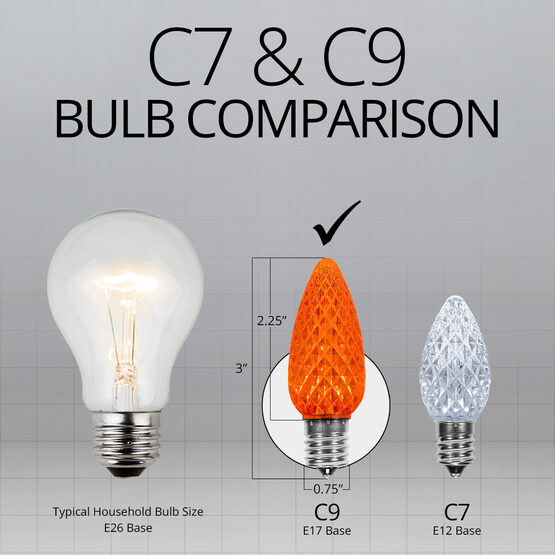 C9 LED Light Bulbs, Amber / Orange, by Kringle Traditions TM 