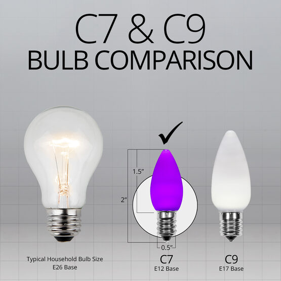 C7 Smooth OptiCore LED Light Bulbs, Purple, E12 Base