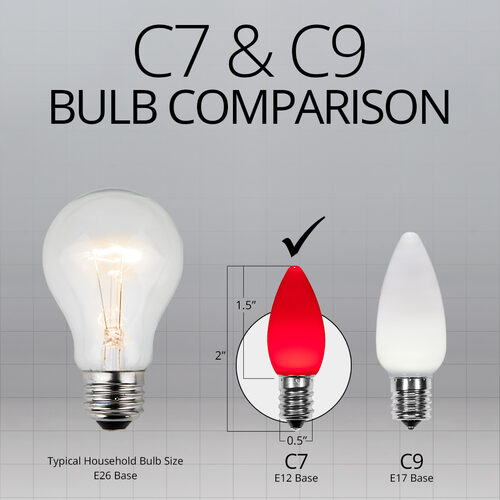 C7 Smooth OptiCore LED Light Bulbs, Red, E12 Base