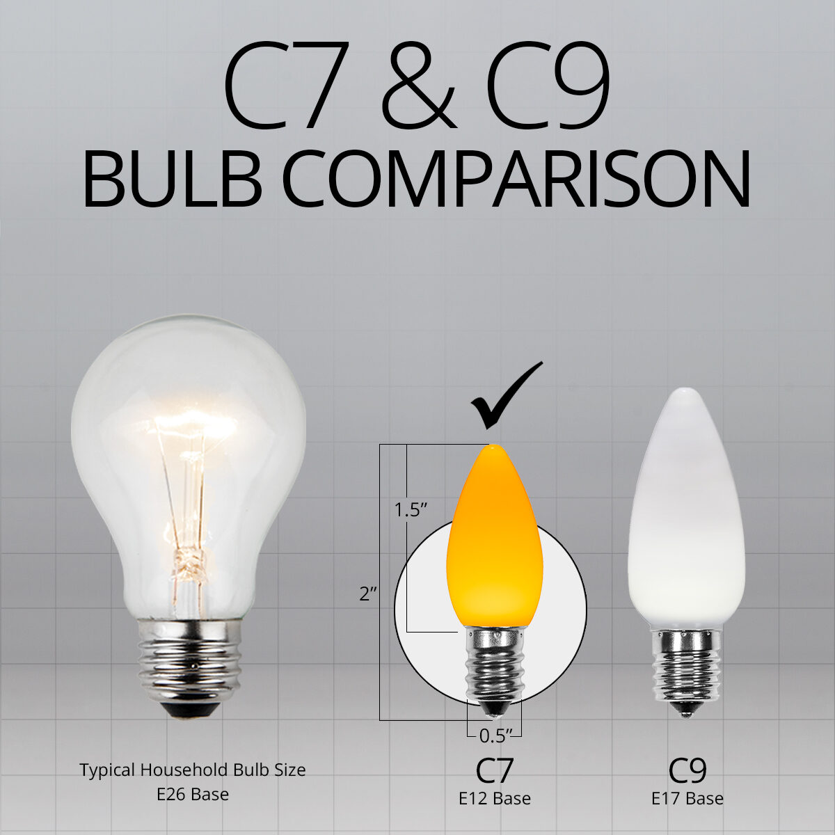C7 Smooth OptiCore LED Light Bulbs Gold E12 Base