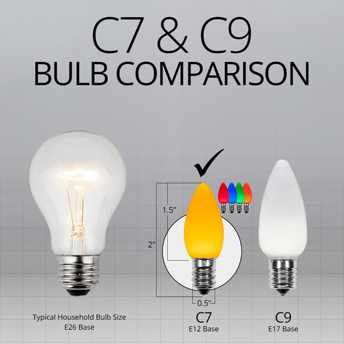 C7 Smooth OptiCore LED Light Bulbs, Multicolor, E12 Base