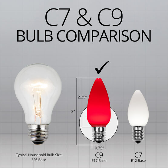 C9 Smooth OptiCore LED Light Bulbs, Red
