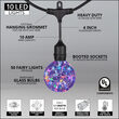 30' Commercial Patio String Light Set, 10 RGB Color Change G95 LEDimagine TM Fairy Light Bulbs, Suspended, Black Wire