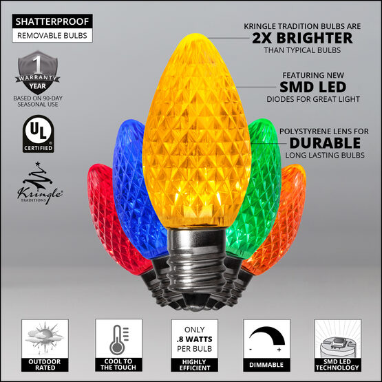 C7 LED Light Bulbs, Multicolor, by Kringle Traditions TM 