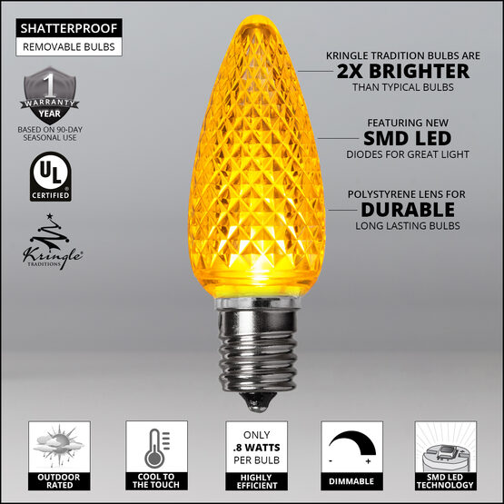 C9 LED Light Bulbs, Gold, by Kringle Traditions TM 