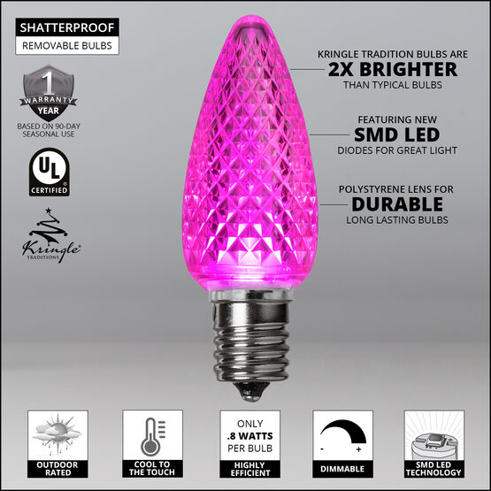 C9 LED Light Bulbs, Pink, by Kringle Traditions TM 