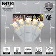 70 5mm SoftTwinkle LED Icicle Lights, Warm White, White Wire