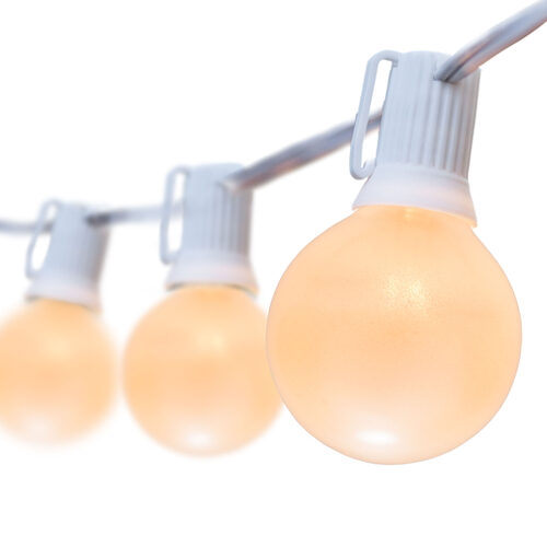 Globe String Lights, Opaque White G50 Bulbs, White Wire Yard Envy