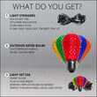 54' Outdoor Patio Light String, 24 Multicolor S14 LED Bulbs