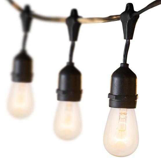 54' Outdoor Patio Light String, 24 Clear S14 Bulbs
