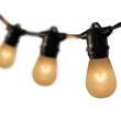 30' Commercial Patio String Light Set, 10 Warm White S14 FlexFilament LED Satin Glass Bulbs, Black Wire