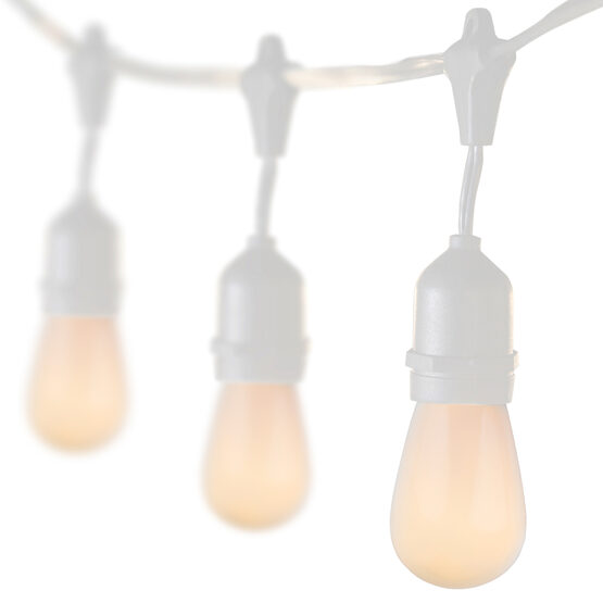 54' Outdoor Patio Light String, 24 White S14 Bulbs