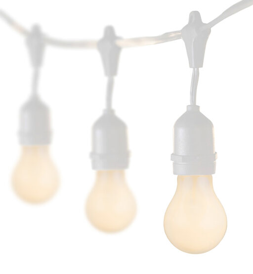 54' Outdoor Patio Light String, 24 White A19 Bulbs