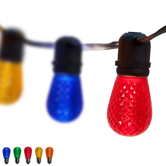 54' Outdoor Patio Light String, 24 Multicolor S14 LED Bulbs
