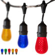 54' Outdoor Patio Light String, 24 Multicolor S14 LED Bulbs