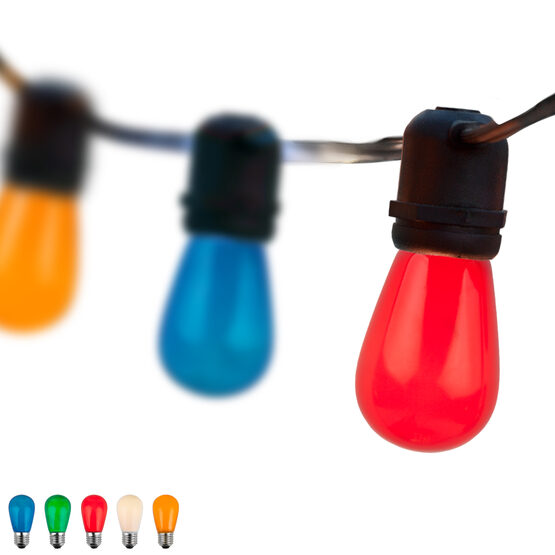 54' Outdoor Patio Light String, 24 Multicolor S14 Bulbs