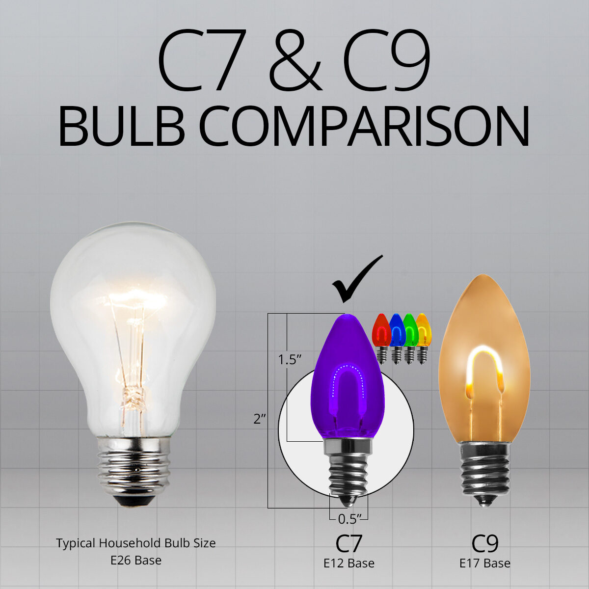 C7 Transparent Shatterproof Multicolor FlexFilament LED Bulbs