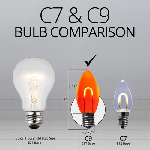 C9 Shatterproof FlexFilament Vintage LED Light Bulb, Amber / Orange, E17 Base
