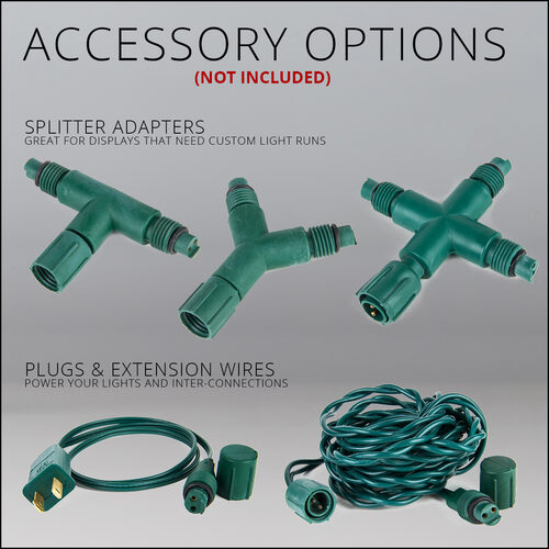C7 Commercial LED String Lights, Blue, Green Wire