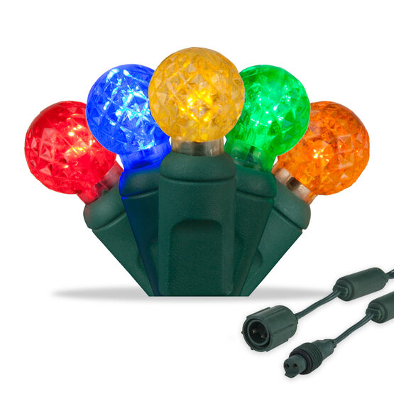 G12 Commercial LED String Lights, Multicolor, Green Wire