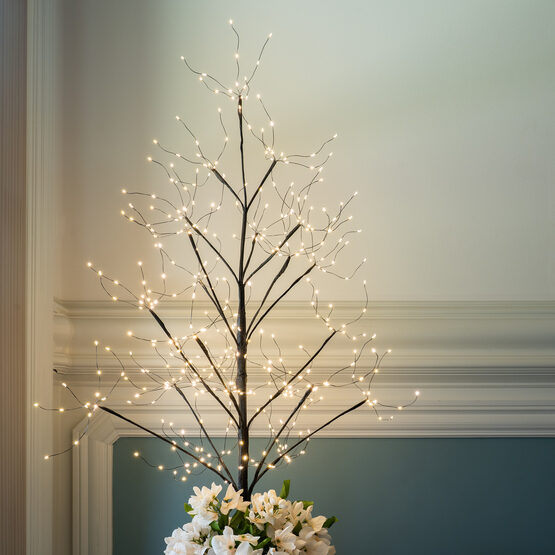 4' Black Fairy Light Tree, Warm White LED Lights 