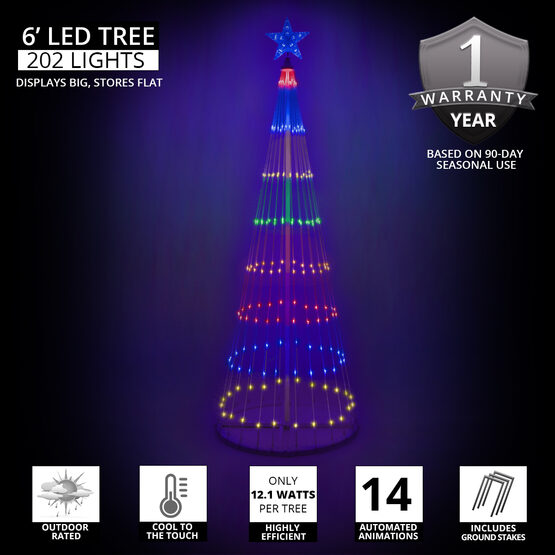 6' Multicolor LED Animated Outdoor Lightshow Tree