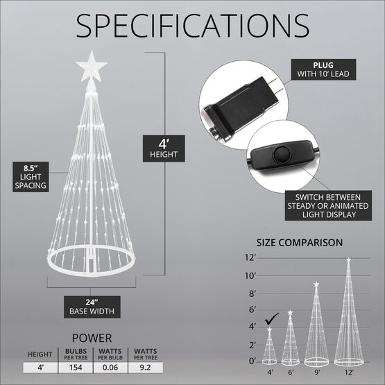 4' Blue LED Animated Outdoor Lightshow Tree
