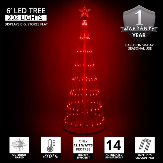 6' Red LED Animated Outdoor Lightshow Tree