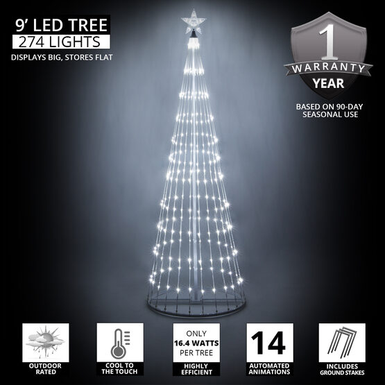 9' Cool White LED Animated Outdoor Lightshow Tree 