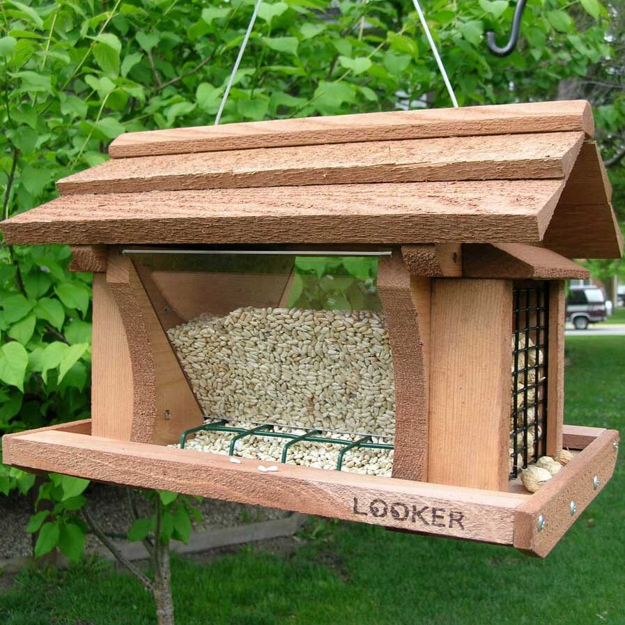 Wooden bird feeders