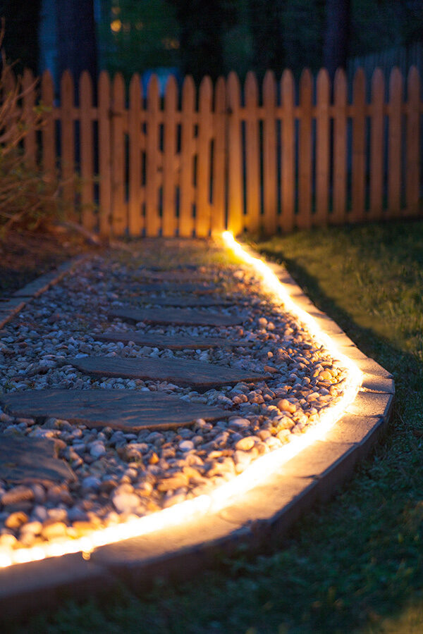 Pathway lighting ideas 101 - outline landscaping with rope light