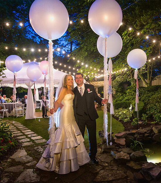 Backyard Wedding Lights Using Patio Lights