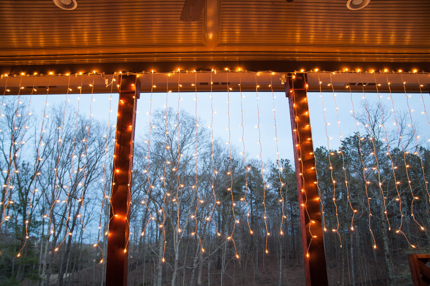 hanging christmas lights on deck