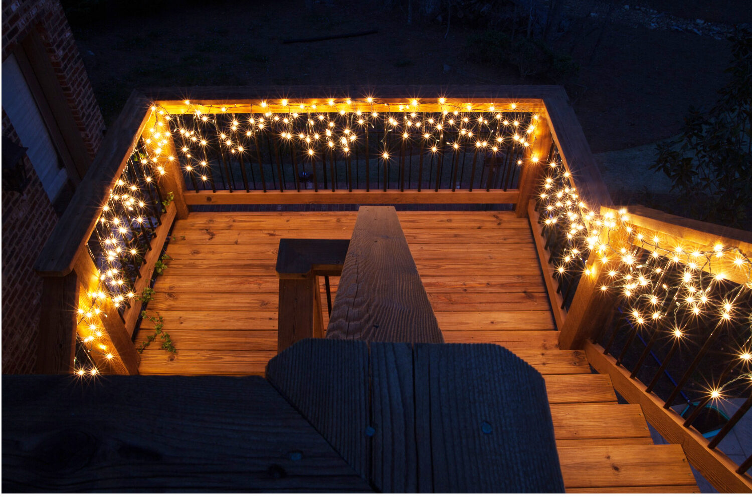 Deck Lighting Ideas With Brilliant Results Yard Envy   Icicle Lights Deck Stairs 8644edit 