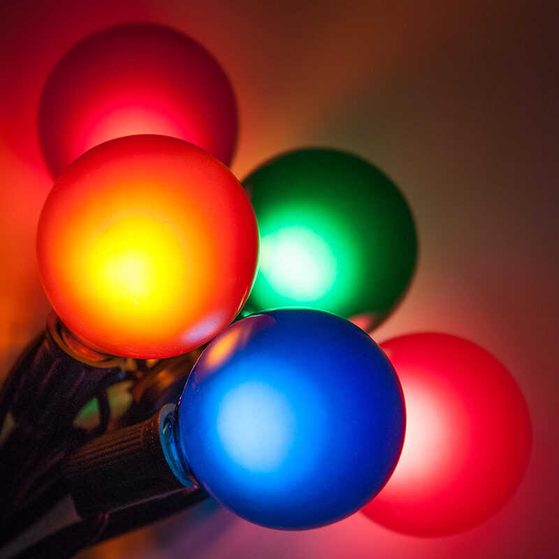 Multicolor G50 Satin Finish Globe Patio Light Bulbs