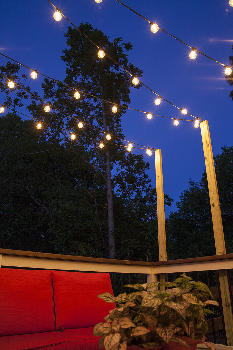 diy string lights backyard