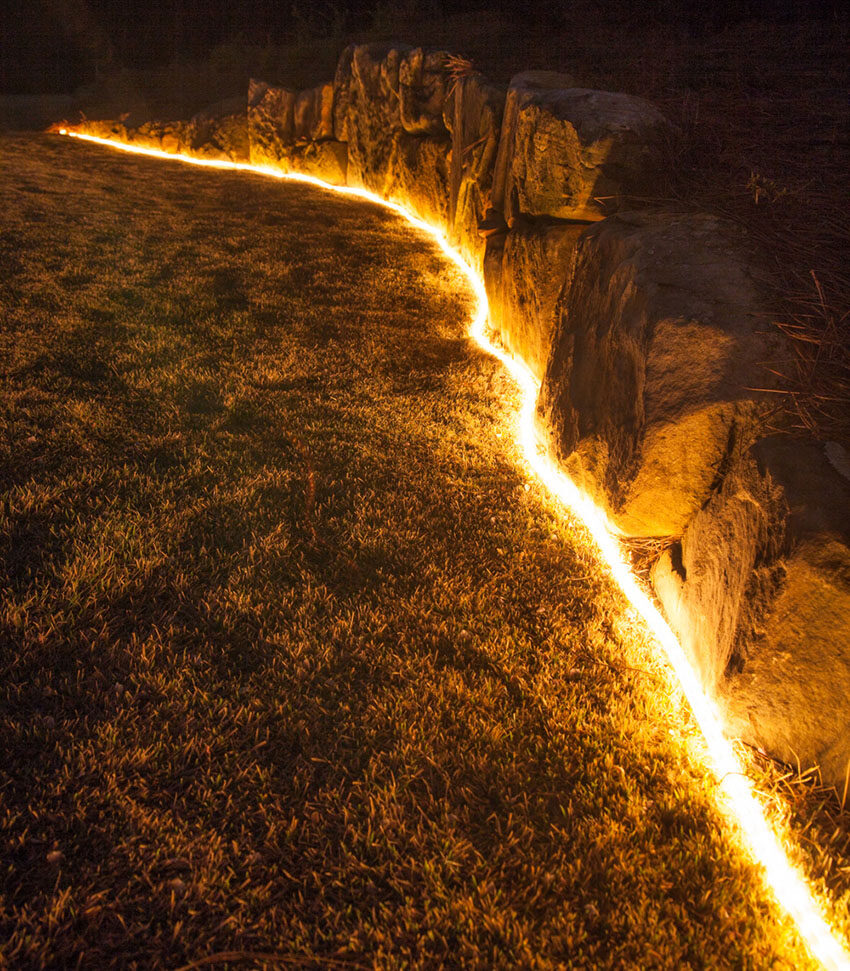 Rope Light Highlights Landscape Contours